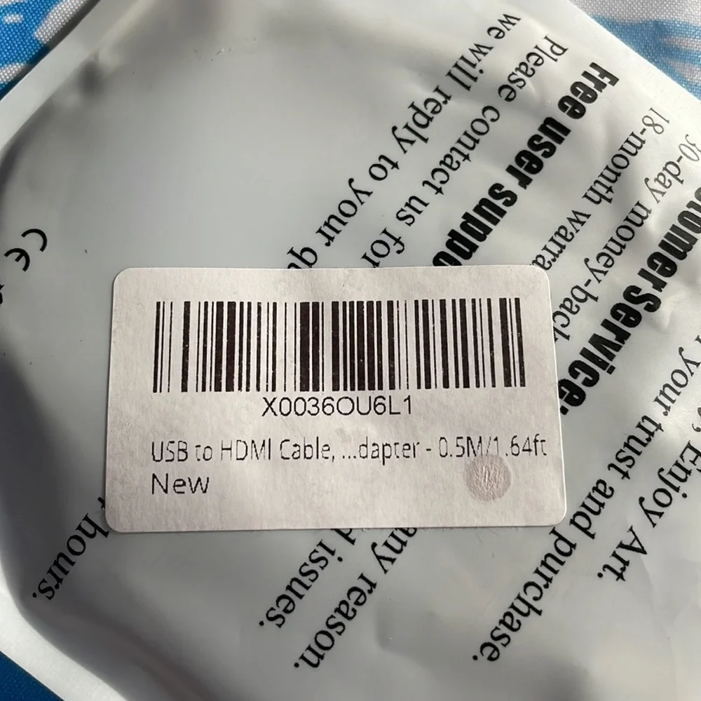 USB to HDMI cable adapter 20.5”l .5M Connect computer to HDMI monitor